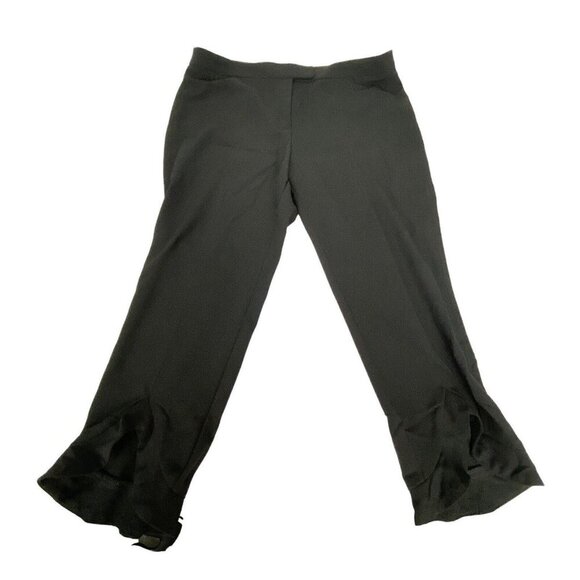 NANETTE LEPORE Women Ankle Ruffle Hem Pants Size 14 Black Business Stylish 80-4 - Picture 2 of 12